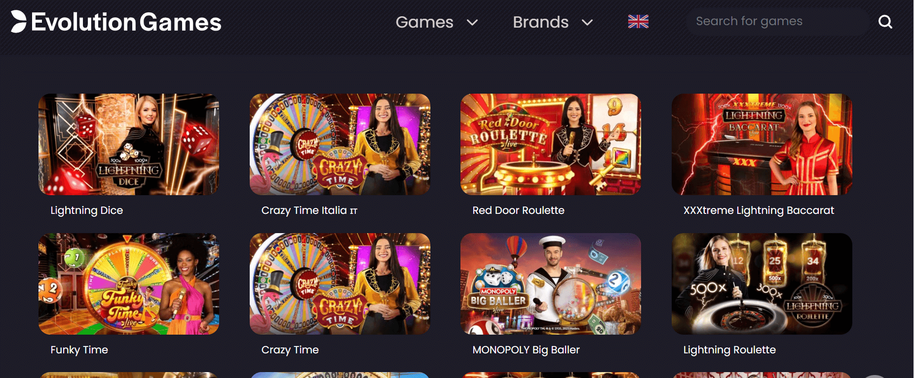 Evolution live casino games