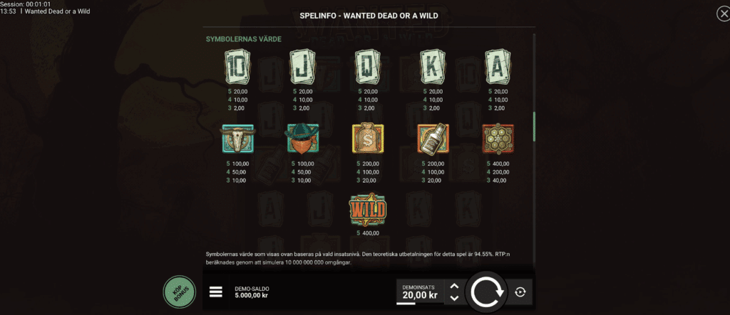 Wanted Dead or a Wild Spelinfo