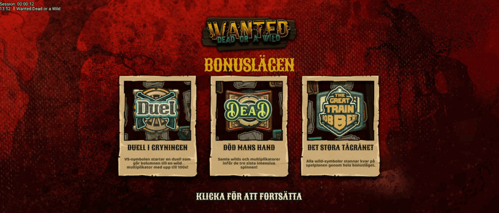Wanted dead or a wild bonuses