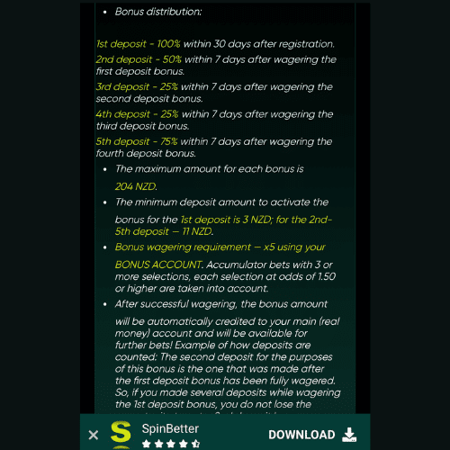 Spinbetter 3$ deposit bonus