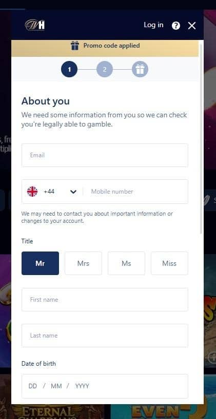 Sign Up Process at William Hill