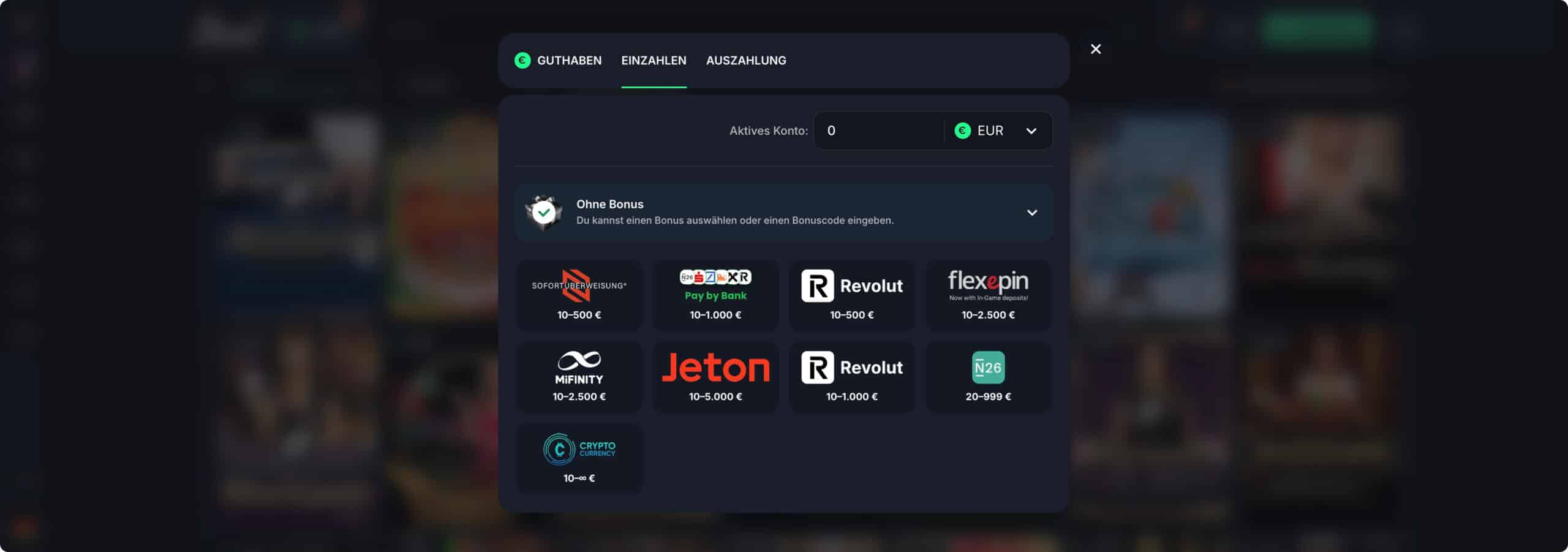 Beef Casino Ein- und Auszahlungen