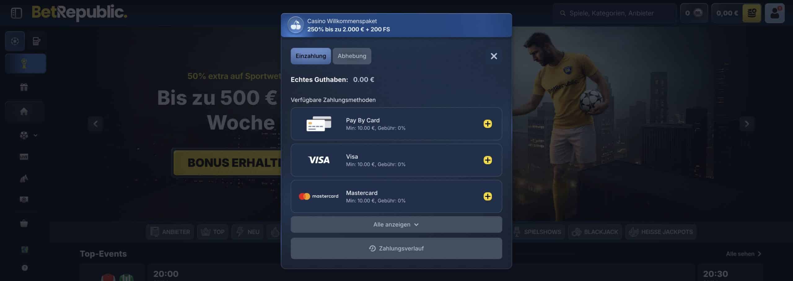 Bet Republic Ein- und Auszahlungen
