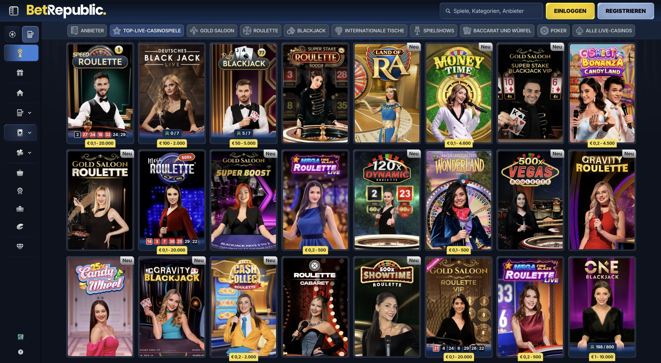 Bet Republic Live-Casino-Spiele