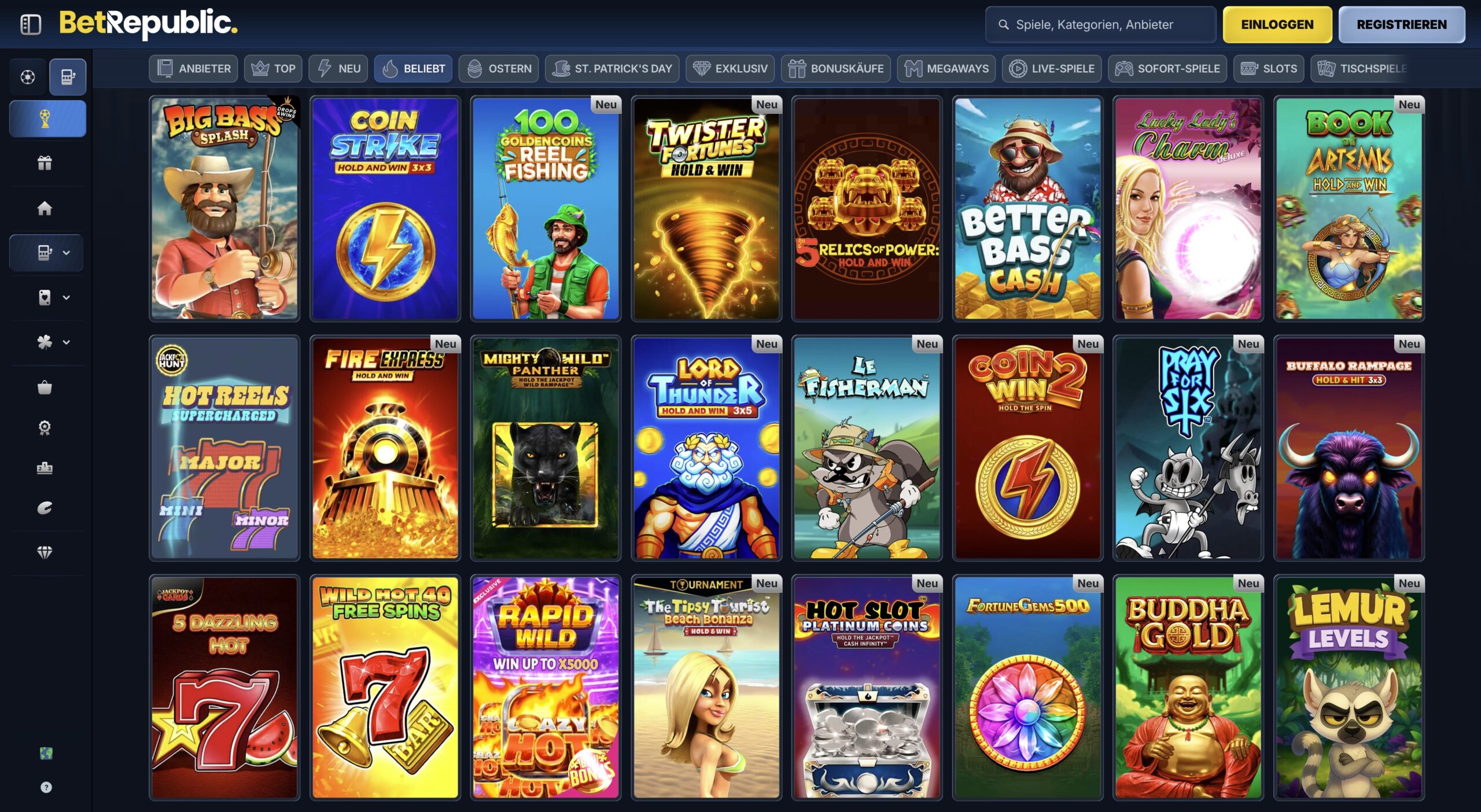 Bet Republic-Spielauswahl