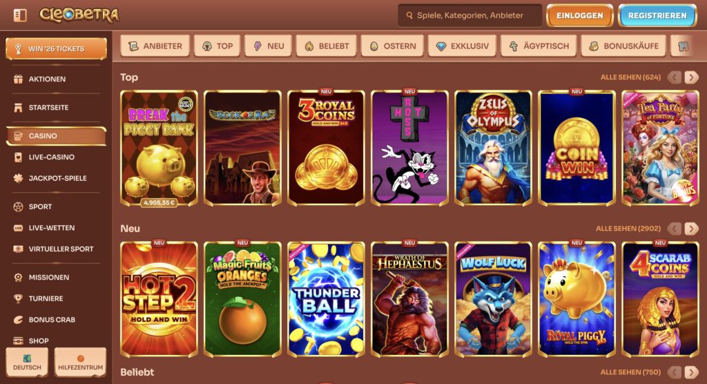 Cleobetra Spielauswahl