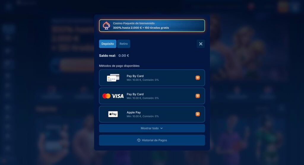 Depósitos y retiros en DudeSpin