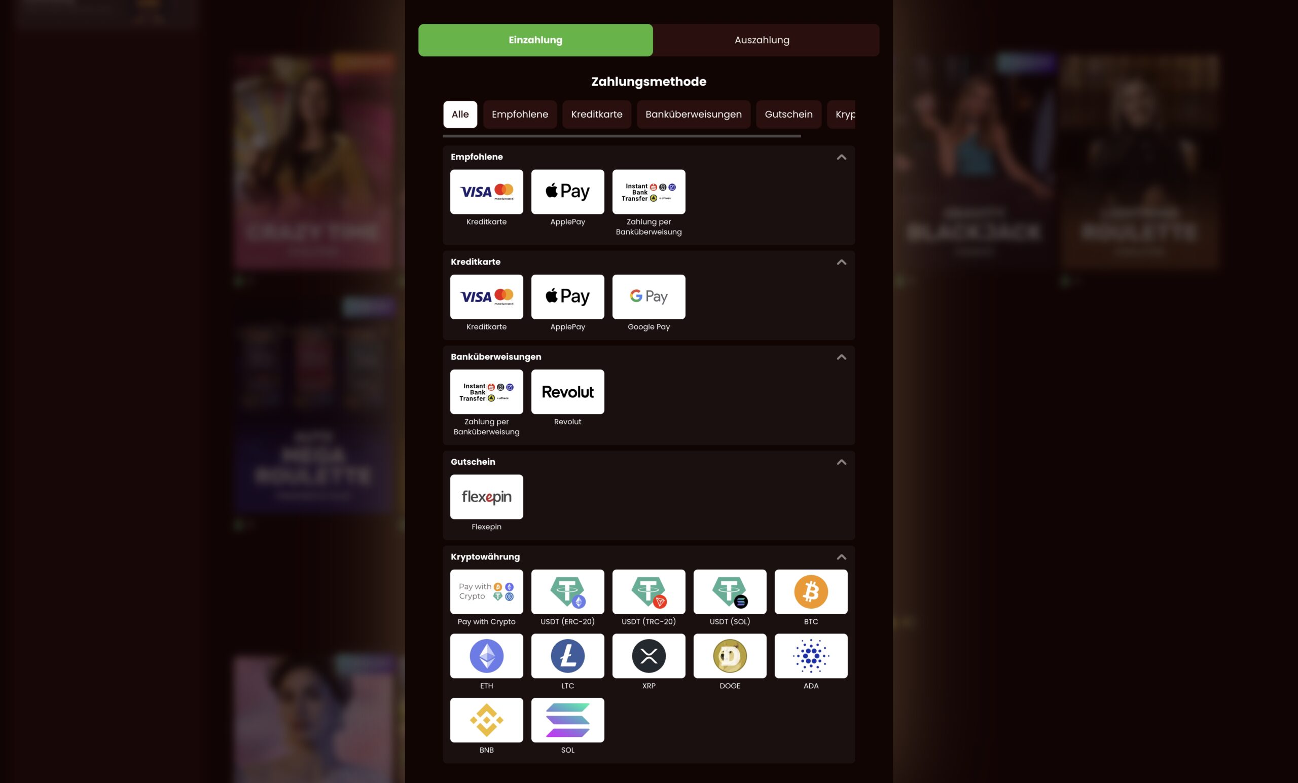 Ein- und Auszahlungen im DragonSlots Casino
