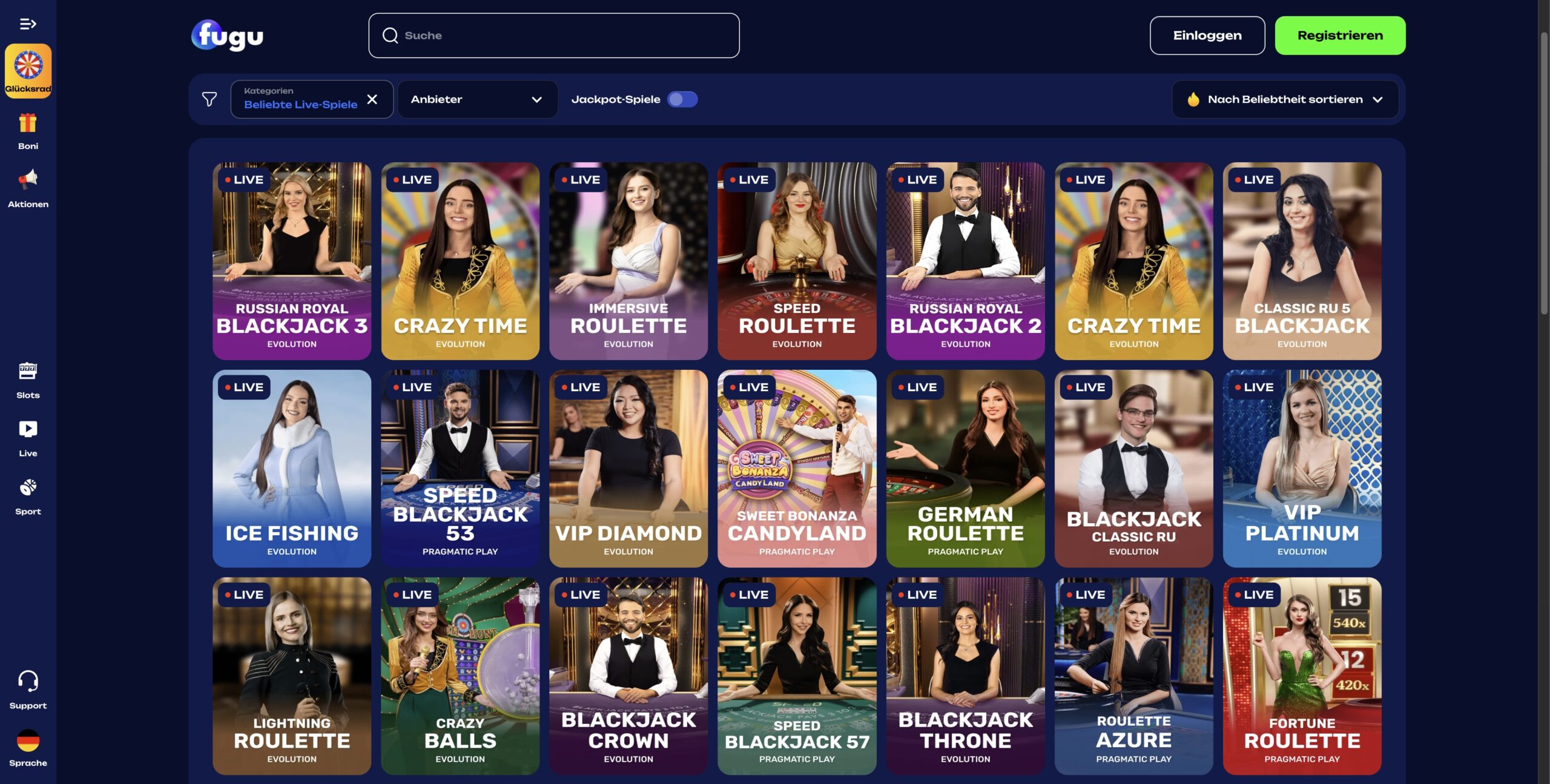 Fugu Live-Casino-Spiele