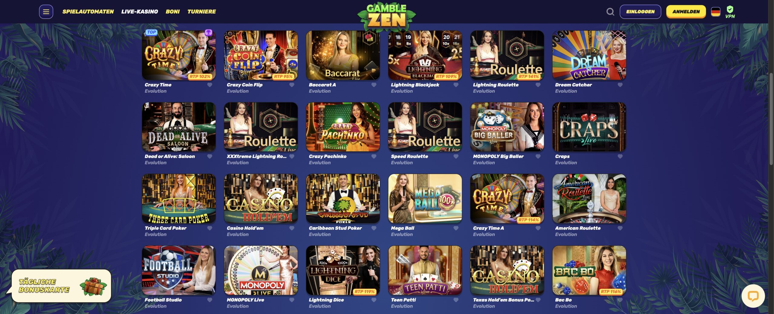 Gamblezen Casino Live-Casino-Spiele