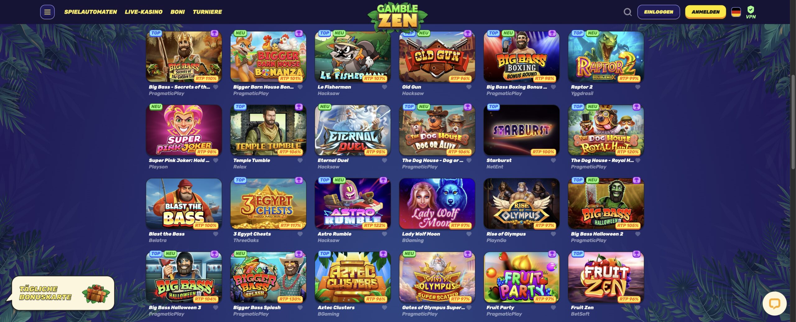 Gamblezen Casino Spielauswahl