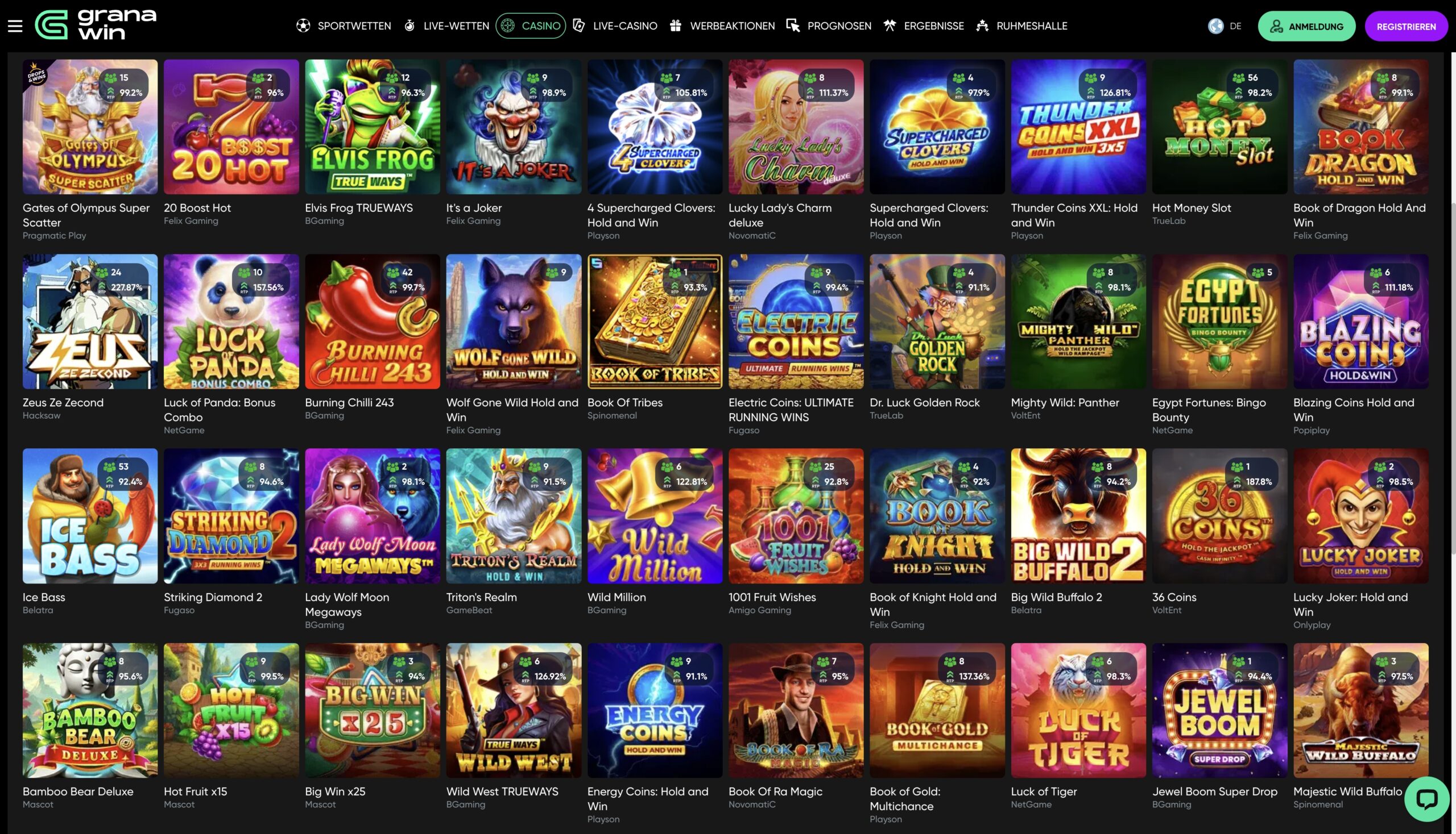 Granawin Casino Spielauswahl