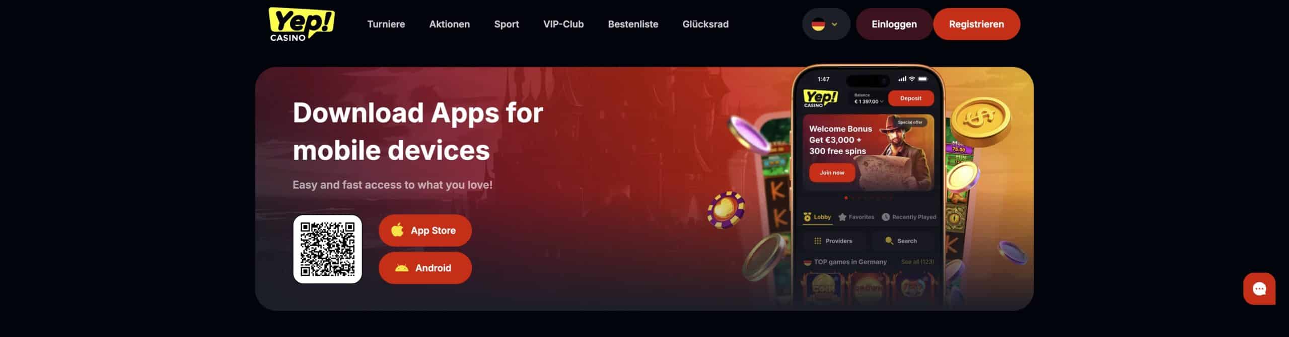 Mobiles Spielen im Yep Casino