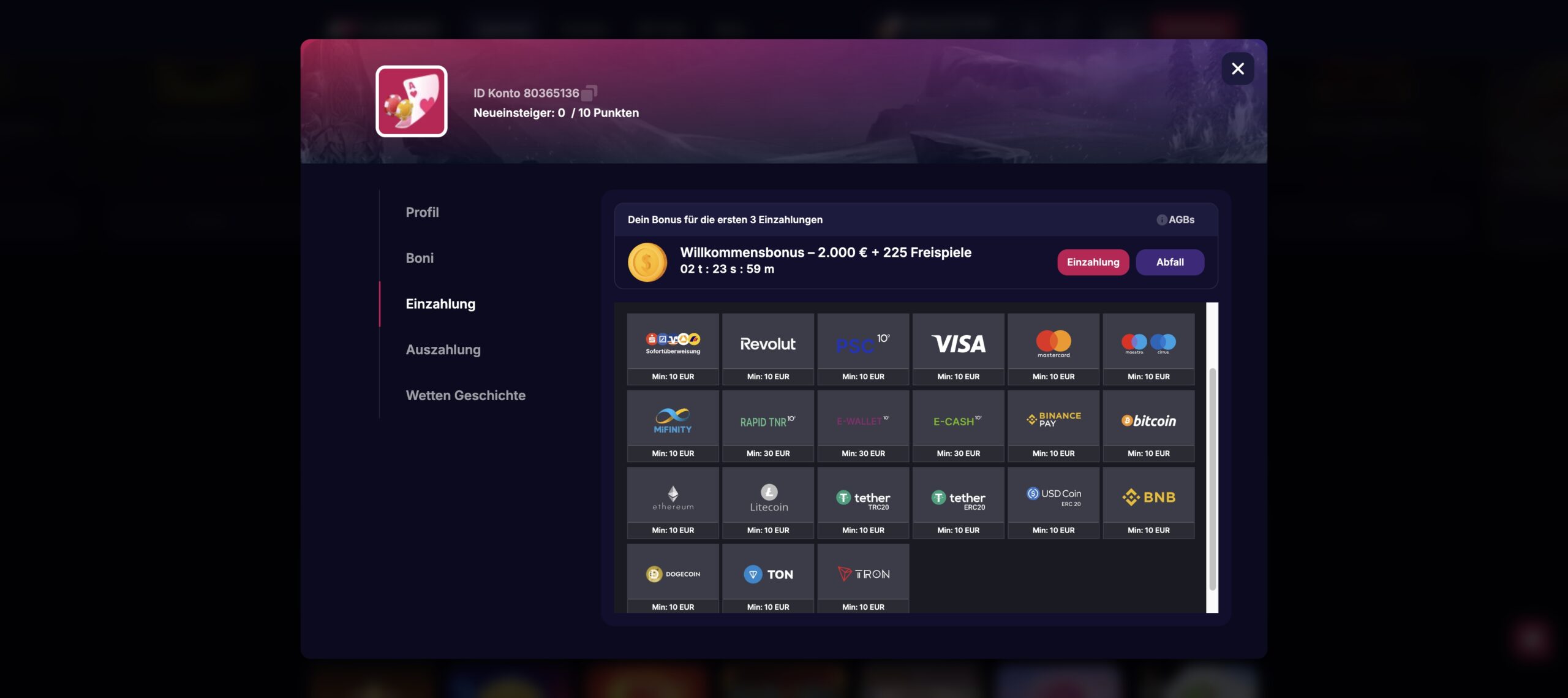 NV Casino Ein- und Auszahlungen