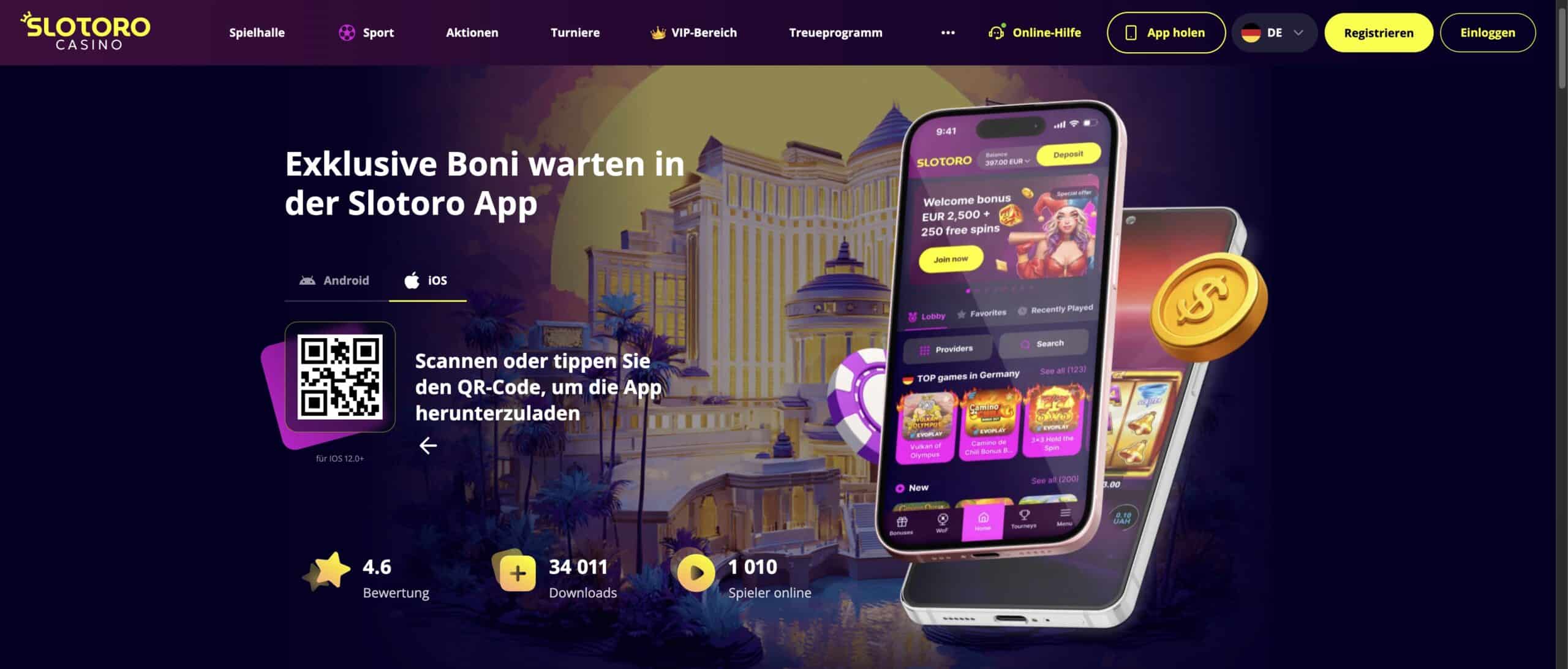 Slotoro Casino am Mobilgerät