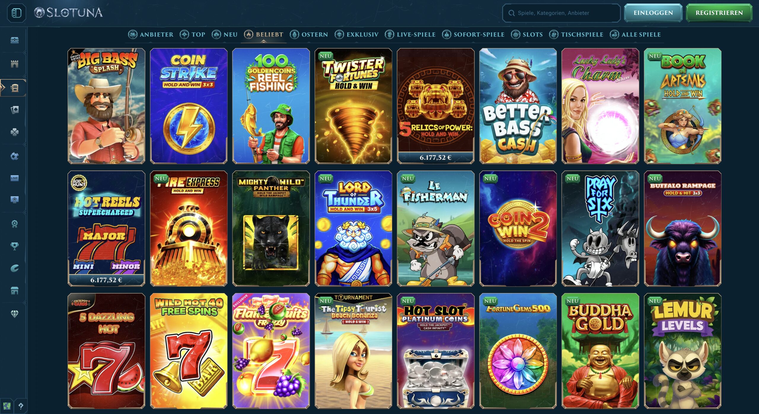 Slotuna Spielauswahl