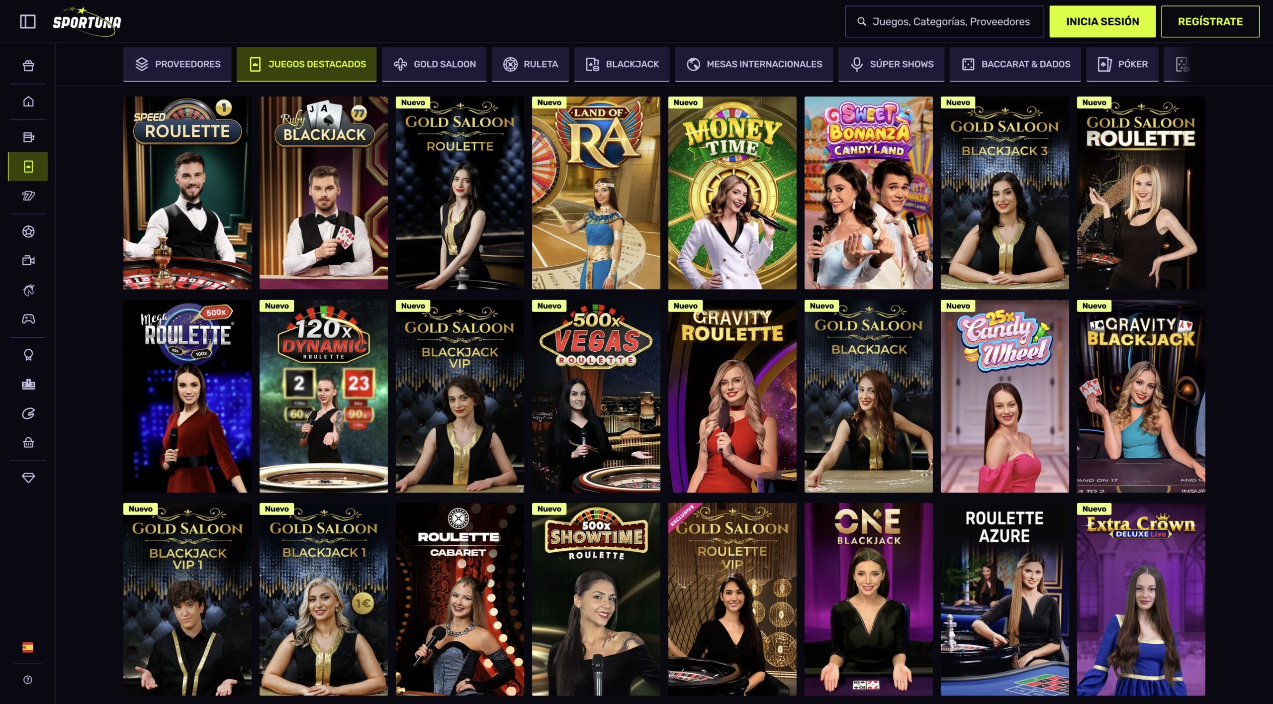 Sportuna juegos de casino en vivo