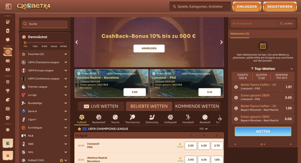 Sportwetten im Cleobetra Casino