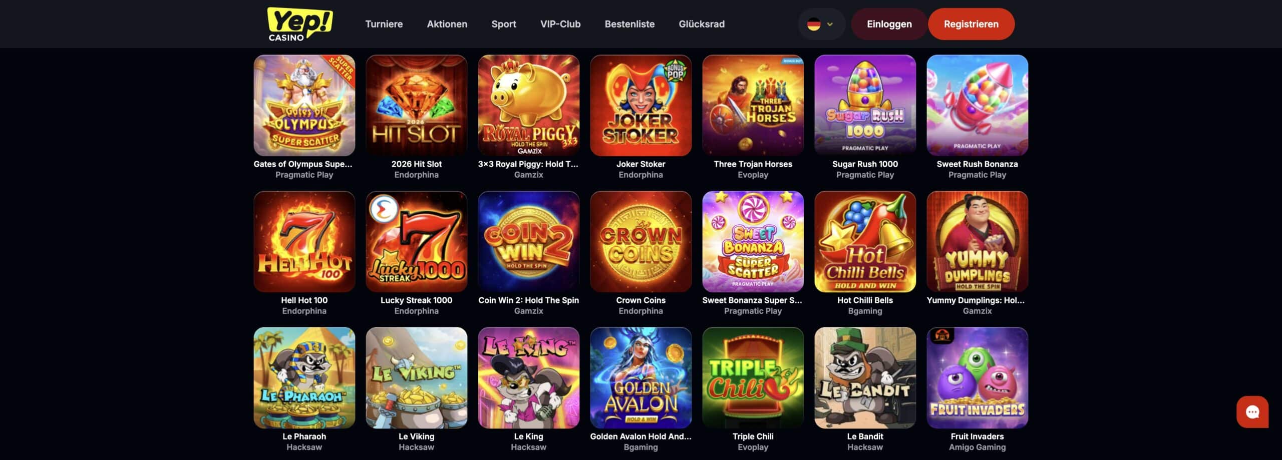Yep Casino Spielauswahl