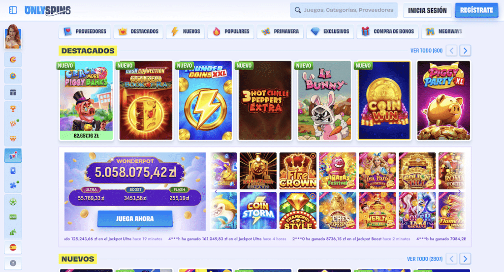 OnlySpins Casino juegos