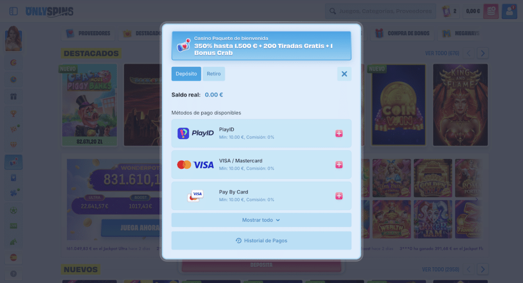 OnlySpins Casino pagos