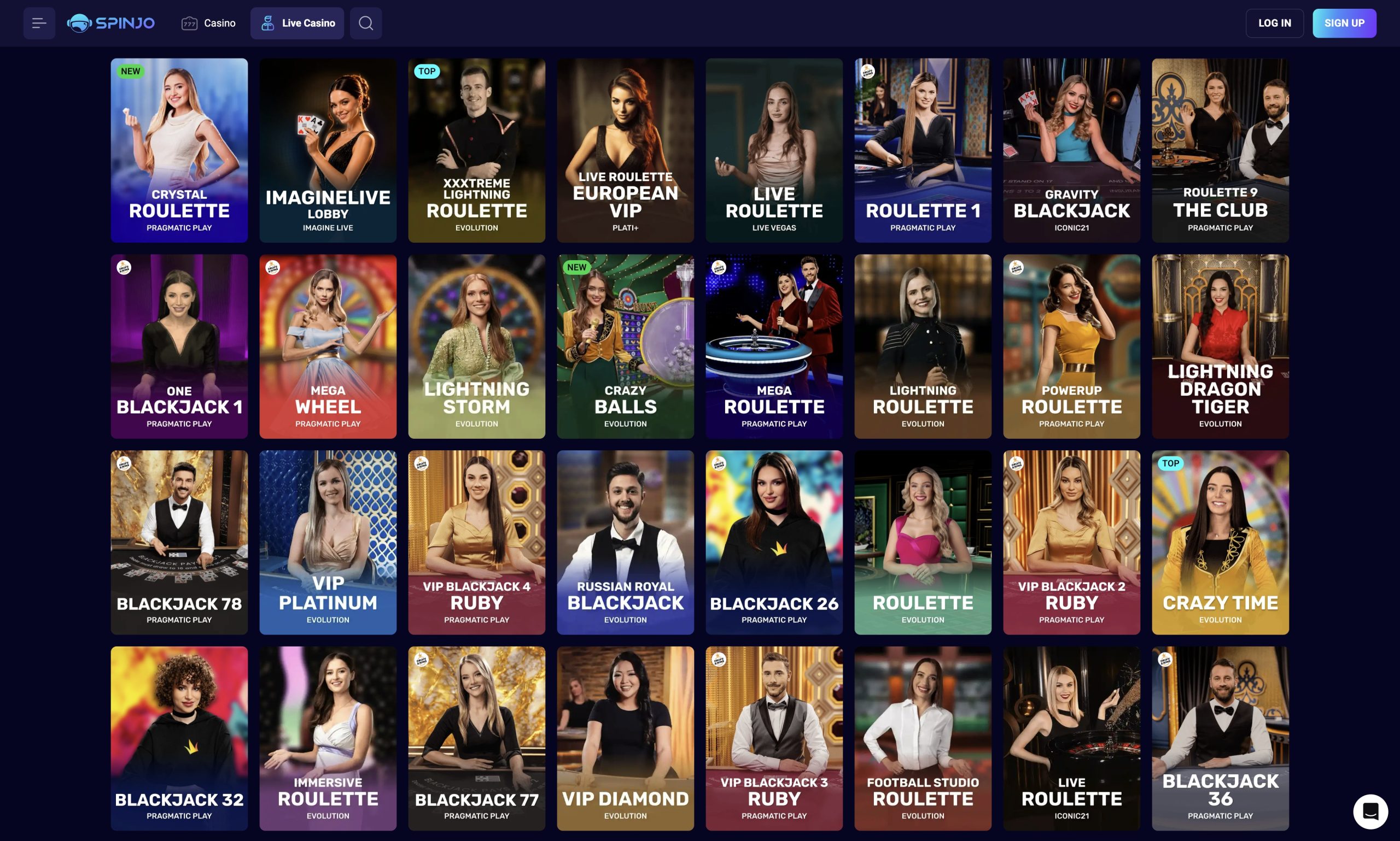 Spinjo Casino Live casino